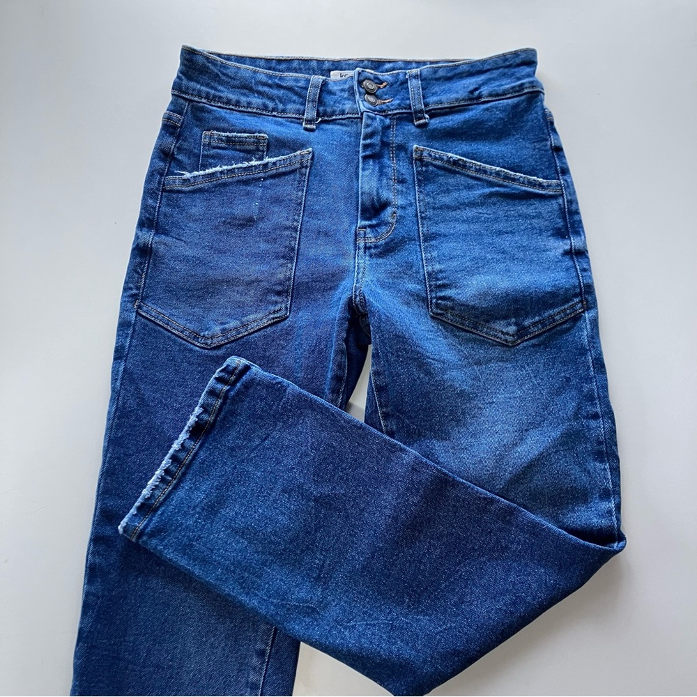 Kensie Jeans Savannah High Rise Flare Ankle Jeans Dark Wash Blue Women’s 2/26